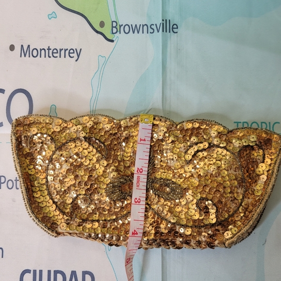 Vintage 1950s Gold Sequin Clutch Bag Purse - Picture 12 of 12